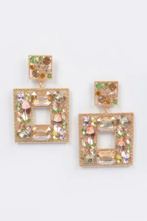 Double Square Bejeweled Earring