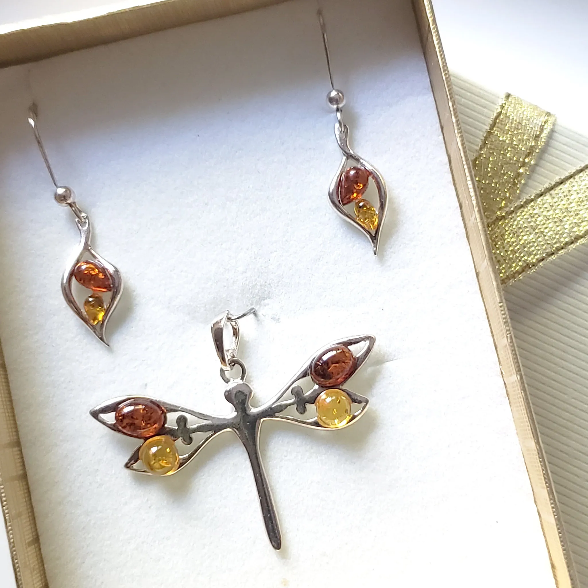 Dragonfly Sterling Silver Jewelry Set