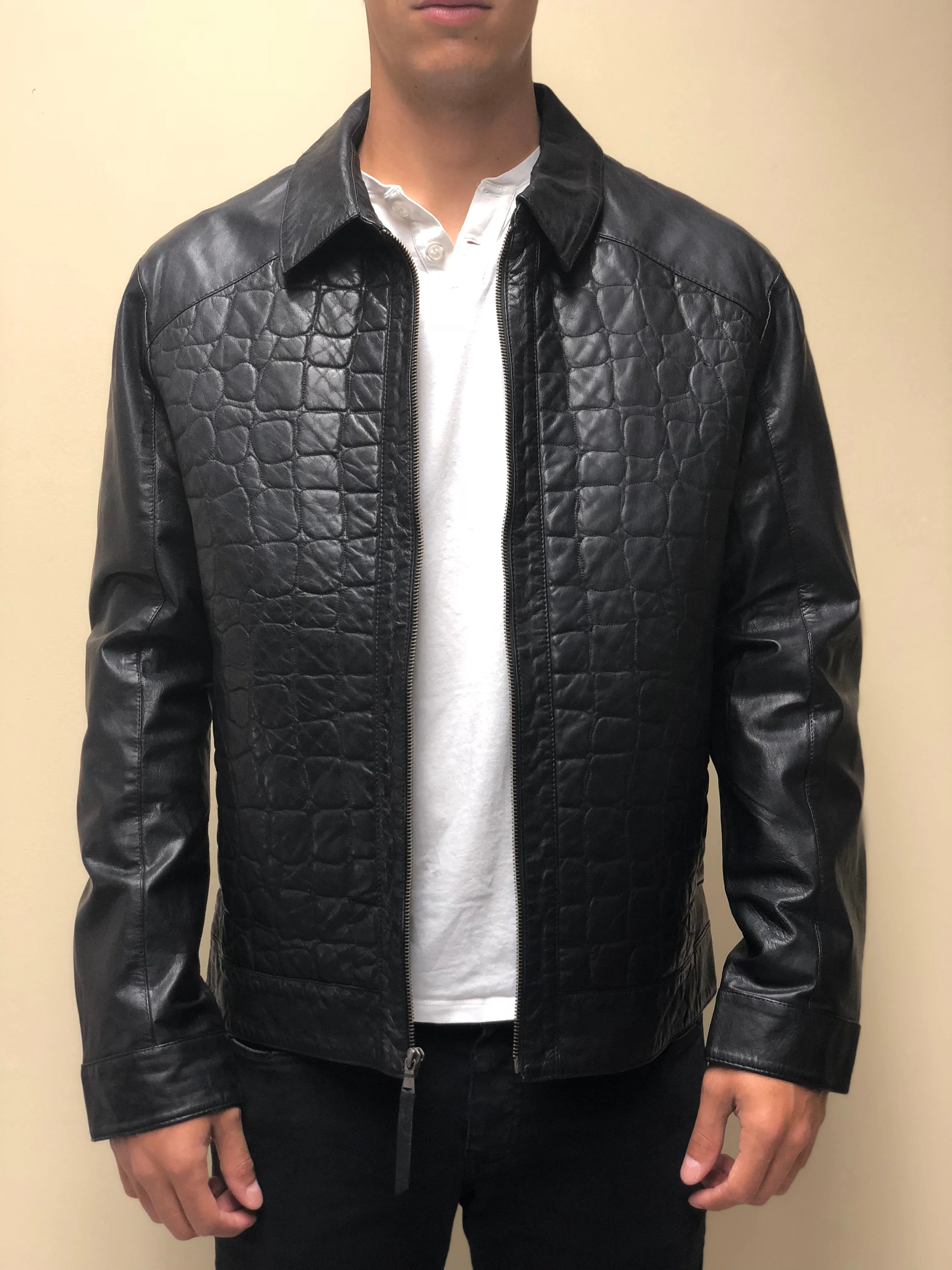 Embossed Antique Naked Lambskin Jacket