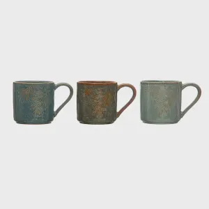 EMBOSSED STONEWARE MUG W/ PINE BOUGH
