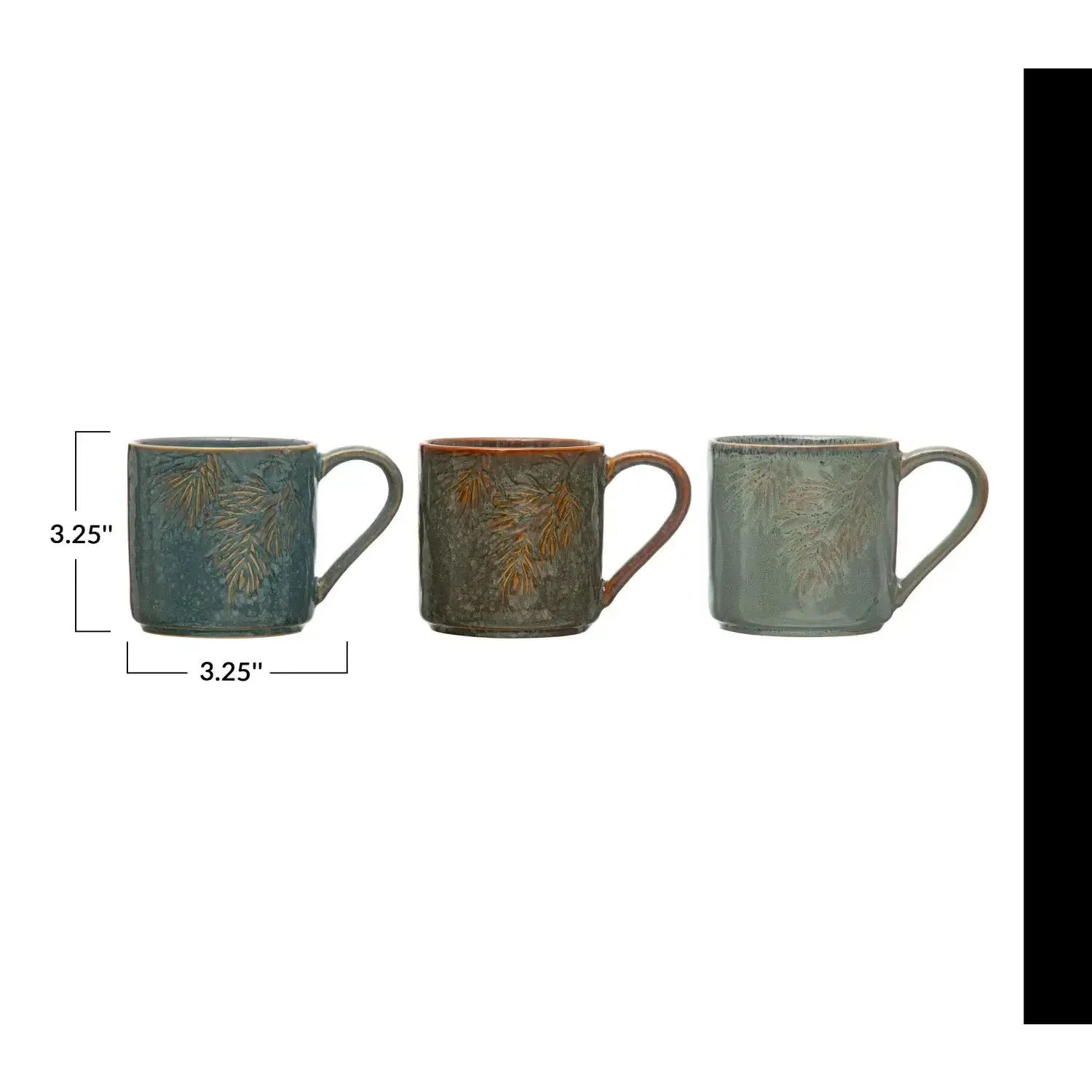 EMBOSSED STONEWARE MUG W/ PINE BOUGH