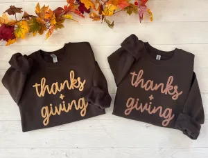 Embossed Thanks   Giving Crewneck Sweatshirt