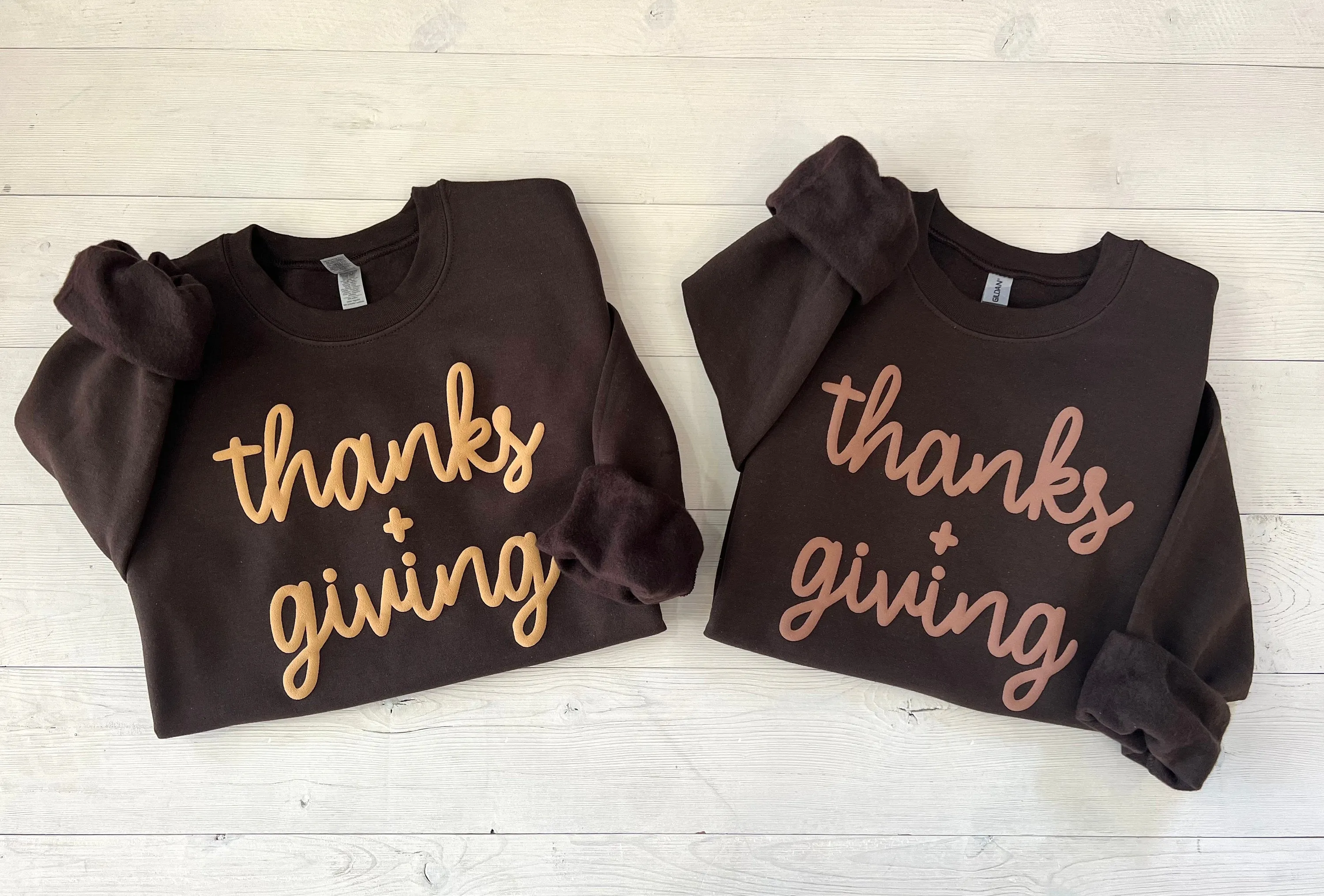 Embossed Thanks   Giving Crewneck Sweatshirt