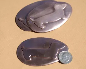 Embossed Weiner Dog on Big Oval Shaped Egg 64mm x 41mm Blanks Enameling Stamping Texturing