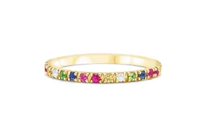 Eternity Ring Multicolor Sapphires & 14k Yellow Gold
