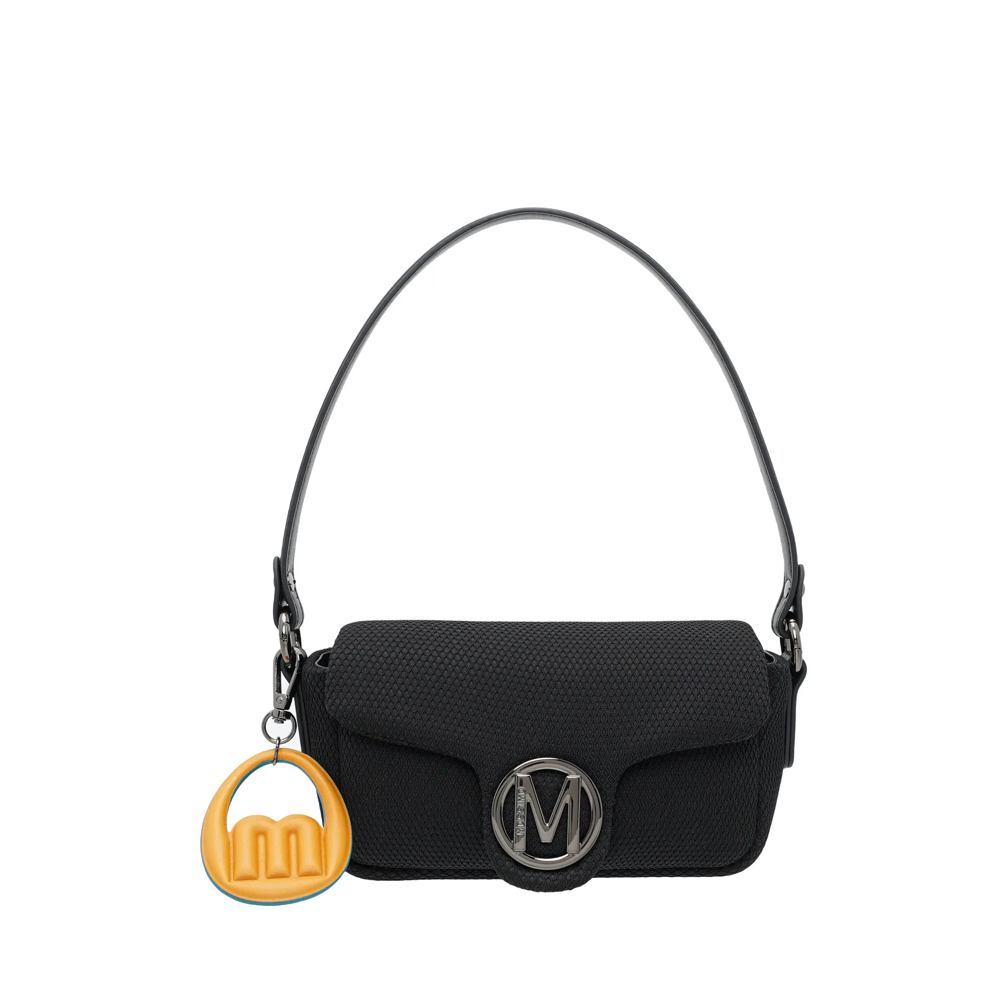 Fabric Netting Front Flap Sling Bag