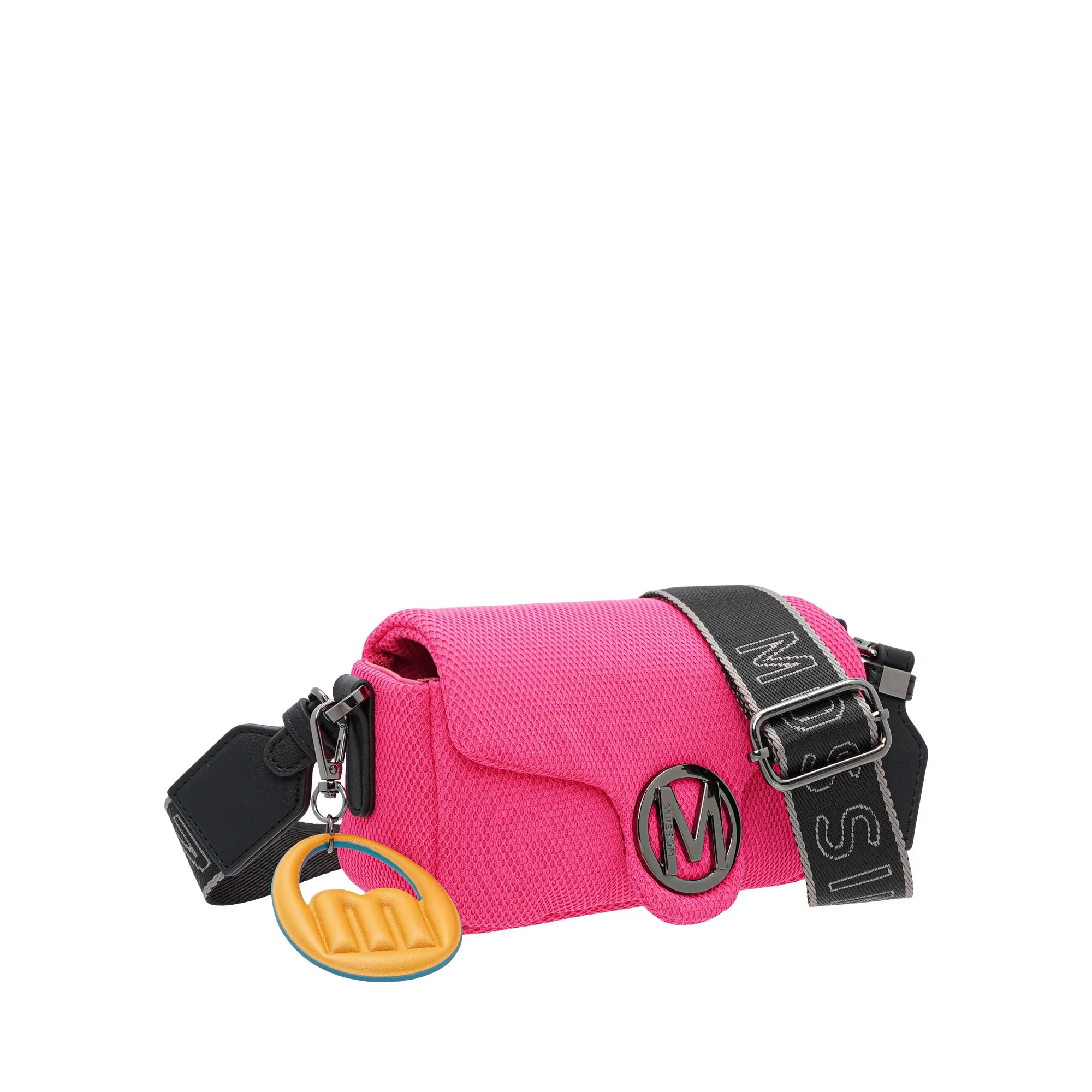 Fabric Netting Front Flap Sling Bag