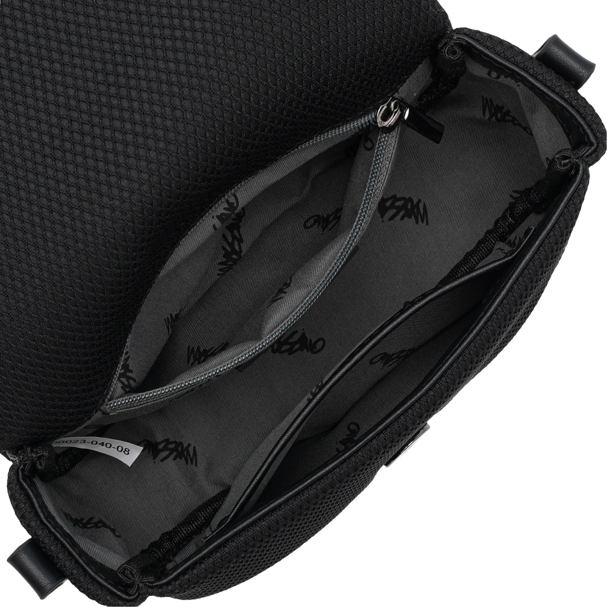 Fabric Netting Front Flap Sling Bag