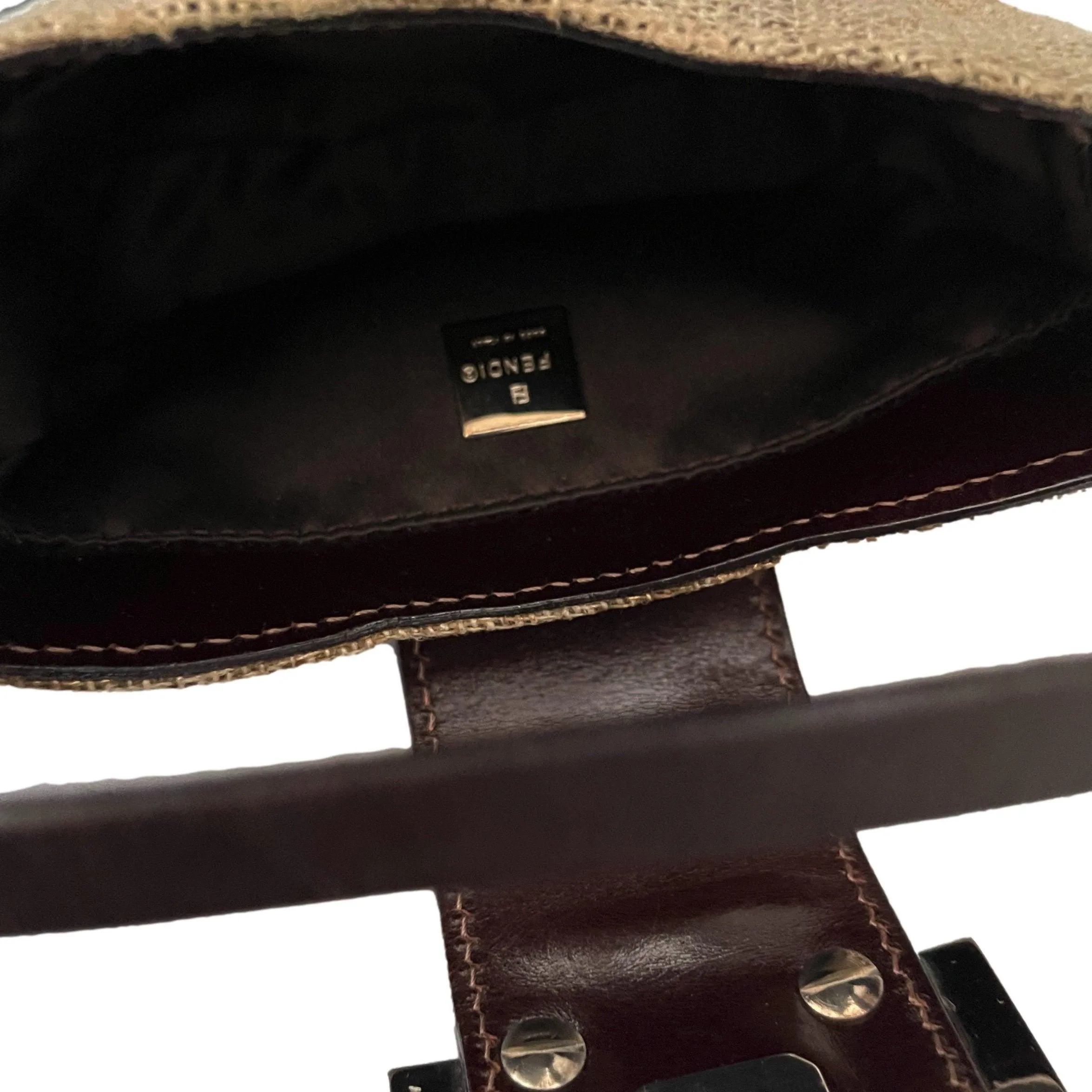 Fendi Tan Jute Croissant Bag
