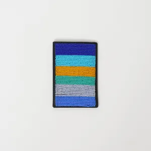 FINAL SALE: Beaded Card Wallet - Multi Blue Stripe