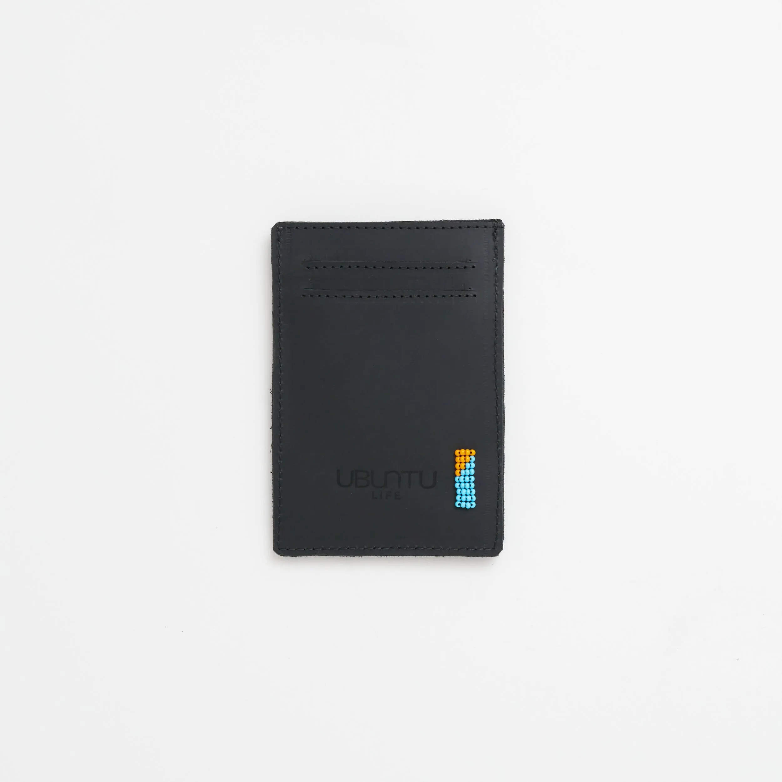FINAL SALE: Beaded Card Wallet - Multi Blue Stripe