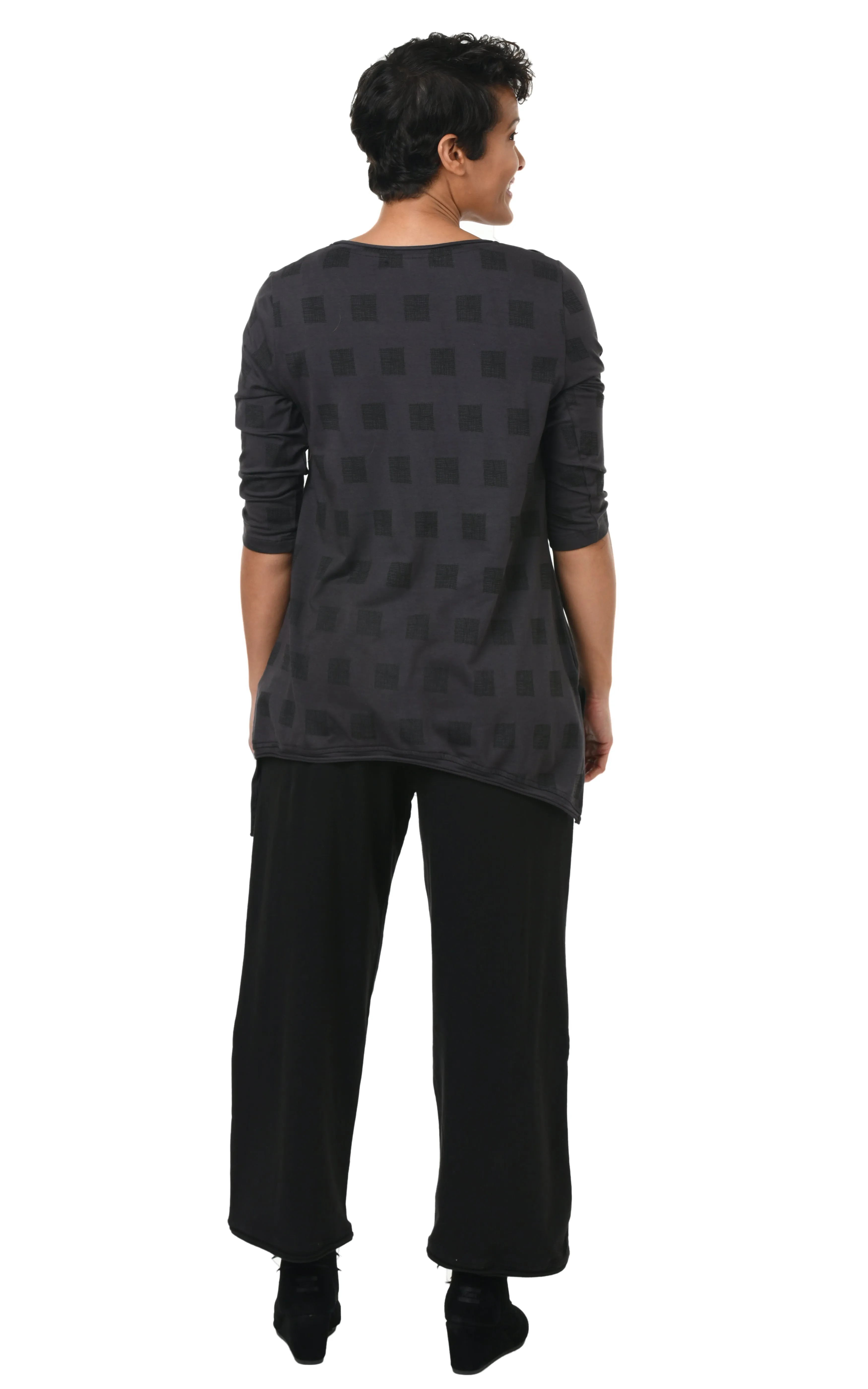 FINAL SALE SDM431 Madelyn Top in Charcoal Mini Chex*