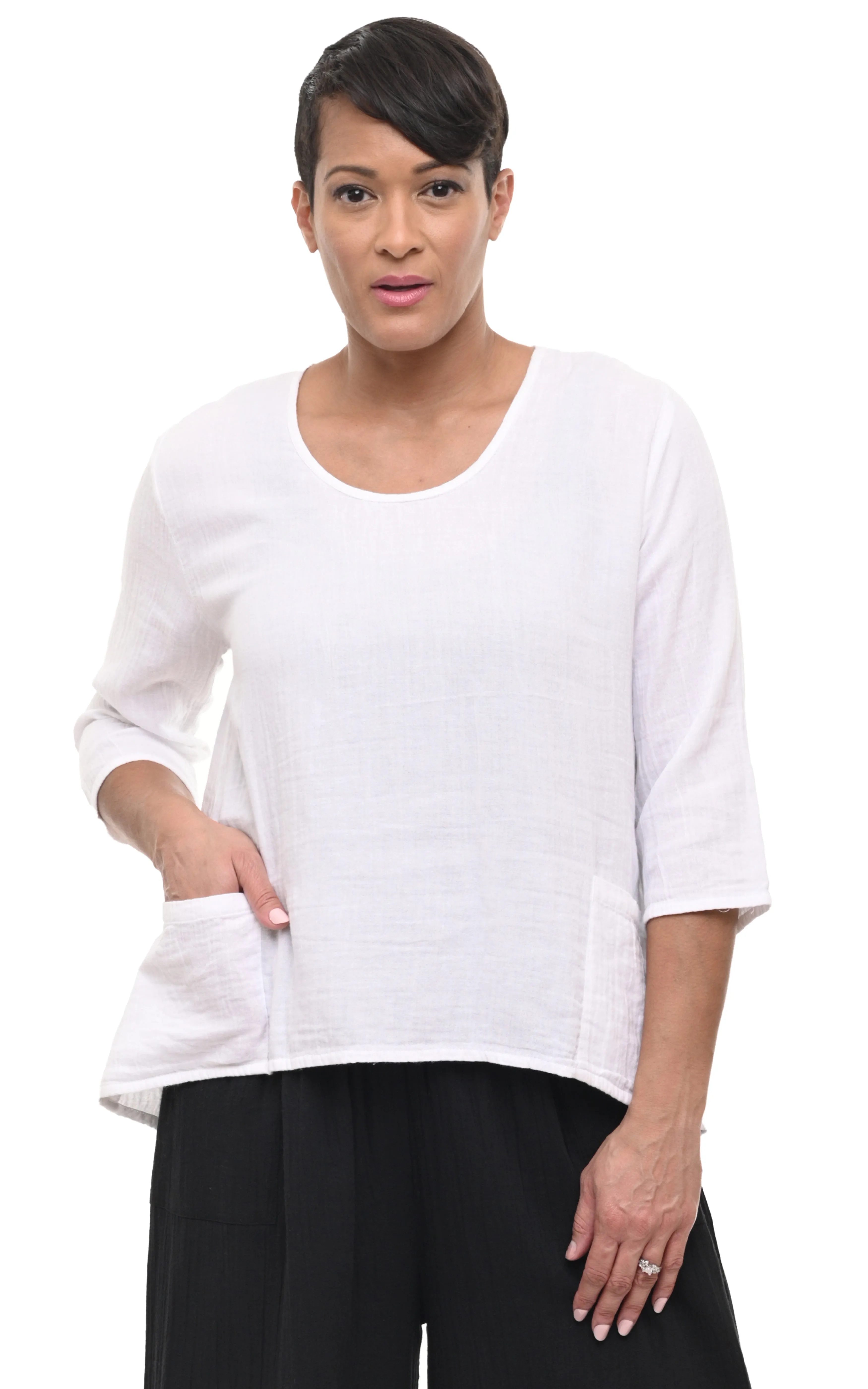 FINAL SALE VCG18 Carly Pullover Top in White*