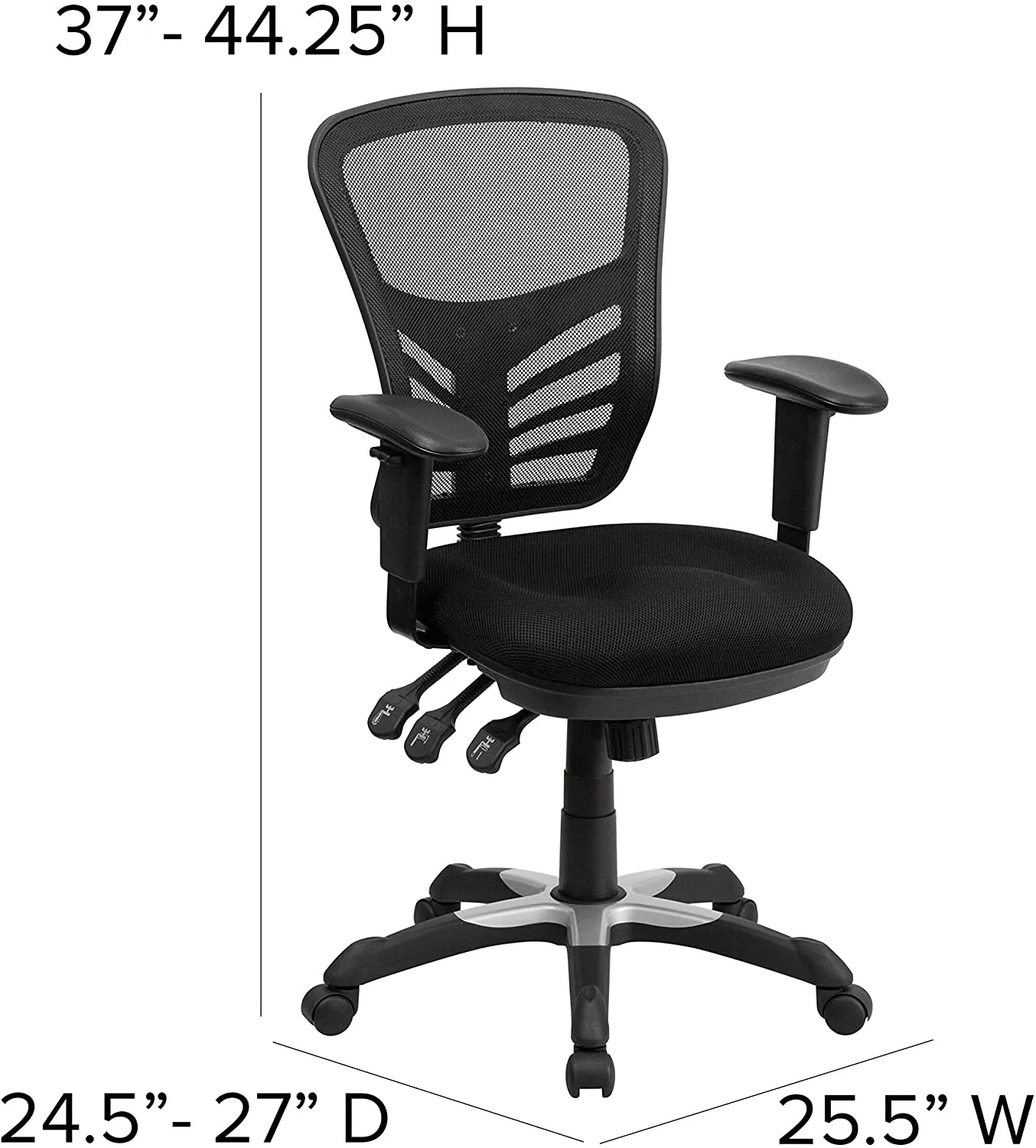 Flash Furniture HL-0001-GG Mid-Back Chair with Triple Paddle Control, Black Mesh! Retails $393 
