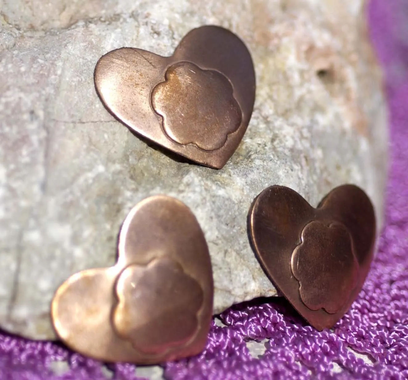 Flower Embossed Blank for Enameling Stamping Texturing Metalworking Jewelry Making Blanks - 4 pieces