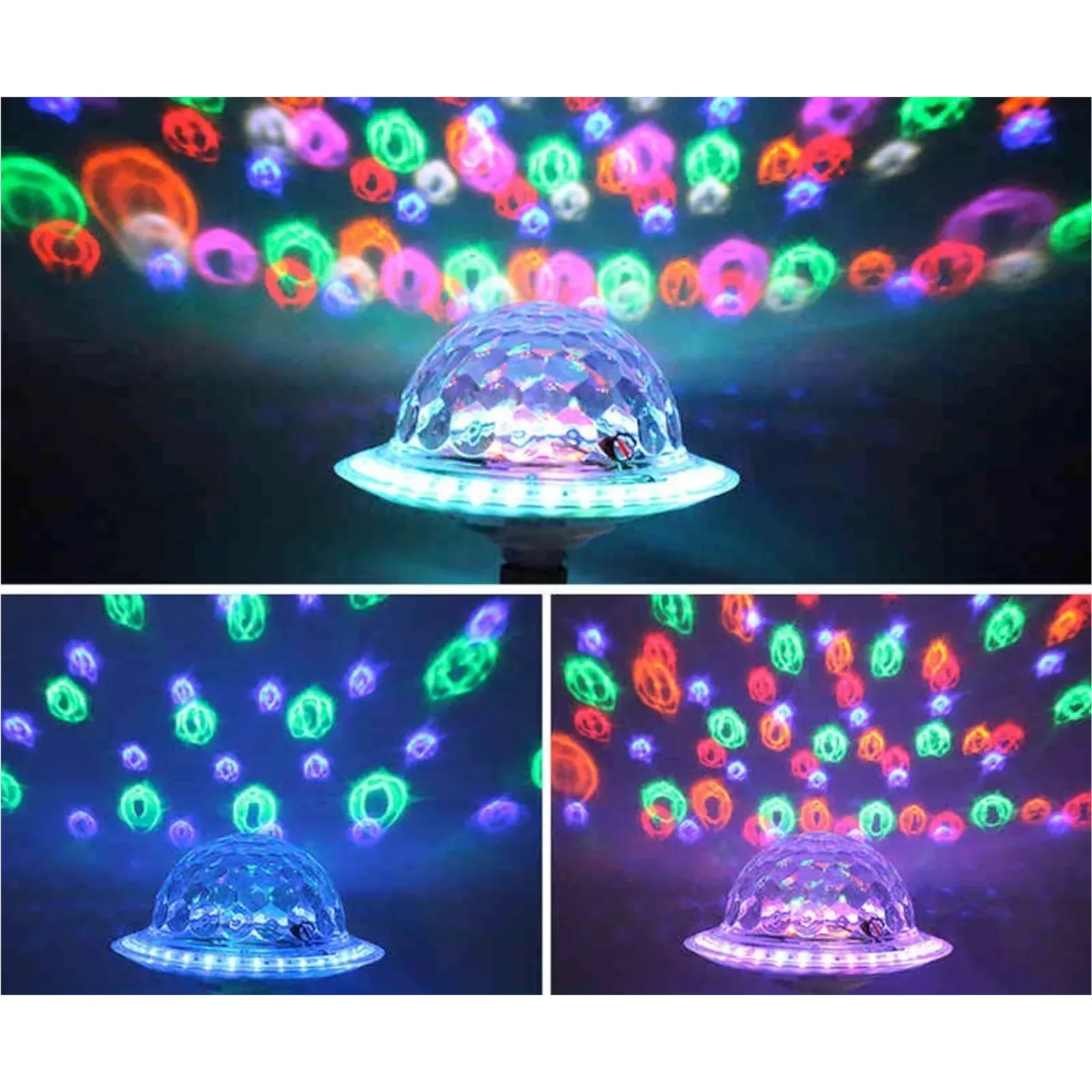 Foco Bocina Bluetooth Recargable Luces Giratorias