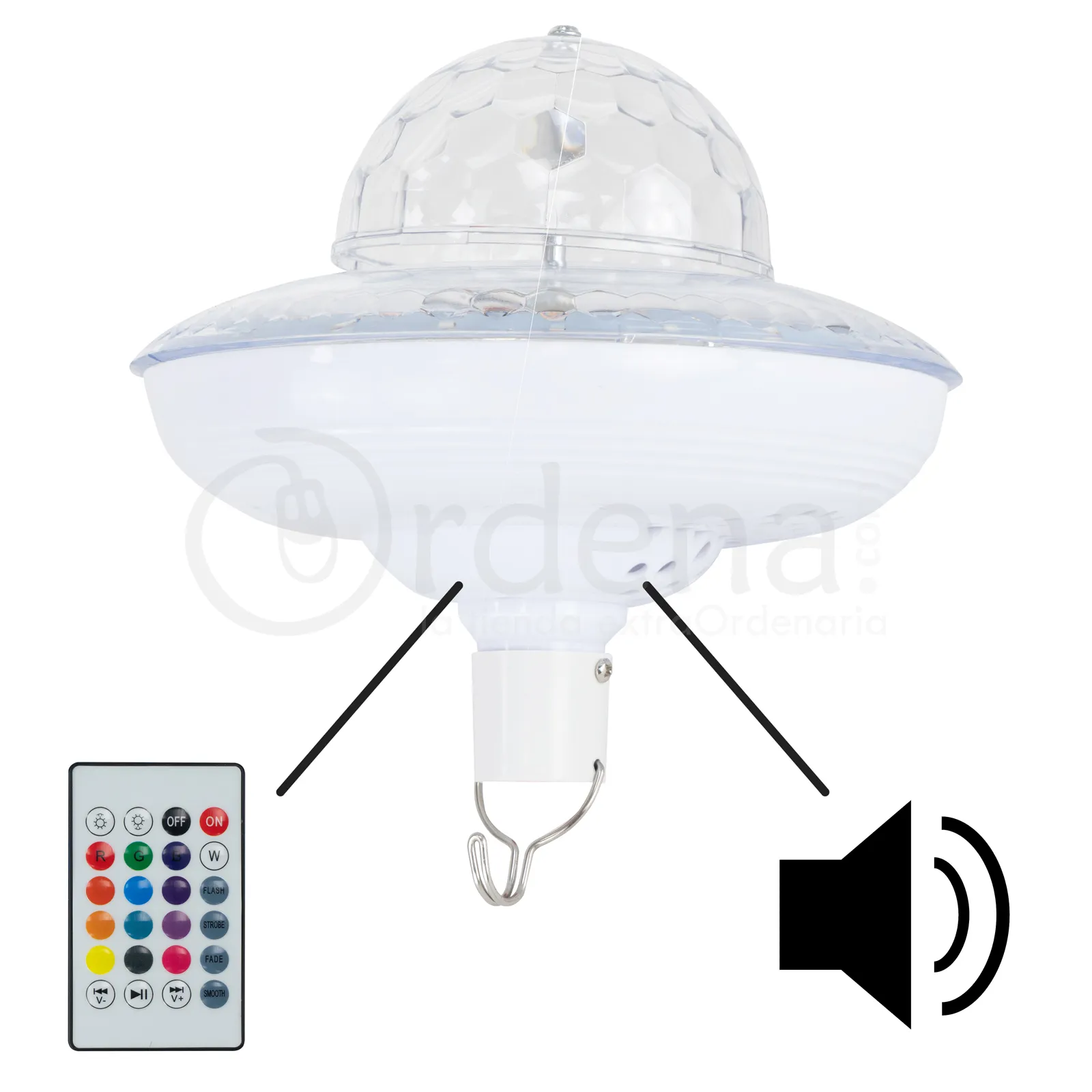 Foco Bocina Bluetooth Recargable Luces Giratorias