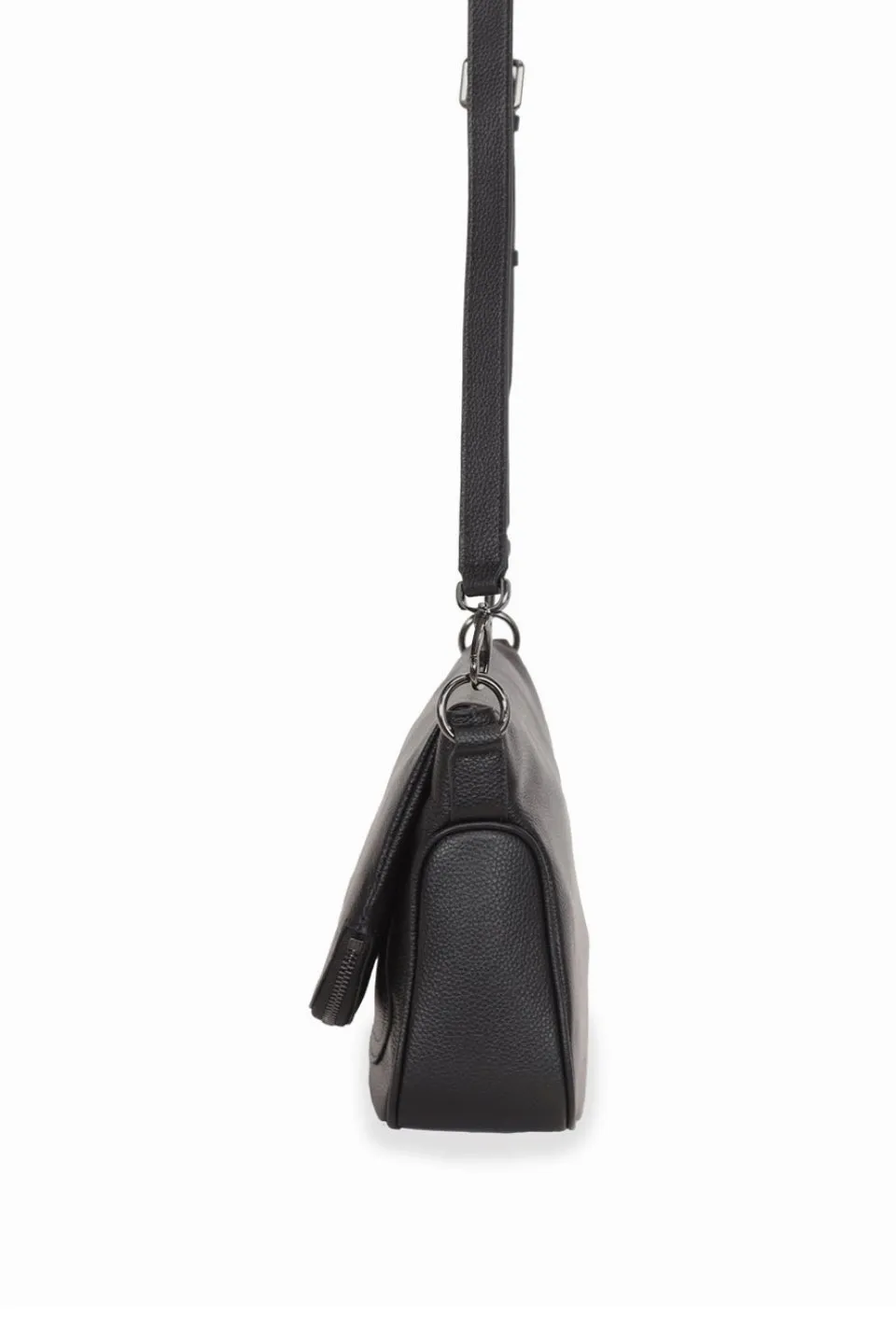 For Keeps Black Crossbody Bag with Zipped Flat Gunmetal Hardware
