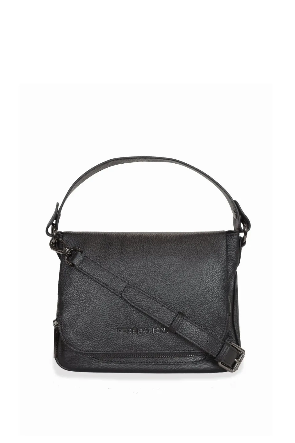 For Keeps Black Crossbody Bag with Zipped Flat Gunmetal Hardware