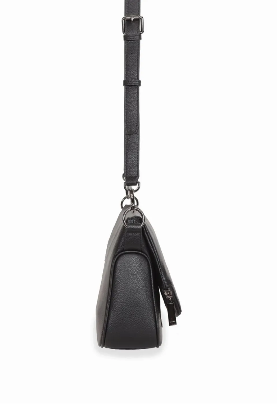 For Keeps Black Crossbody Bag with Zipped Flat Gunmetal Hardware