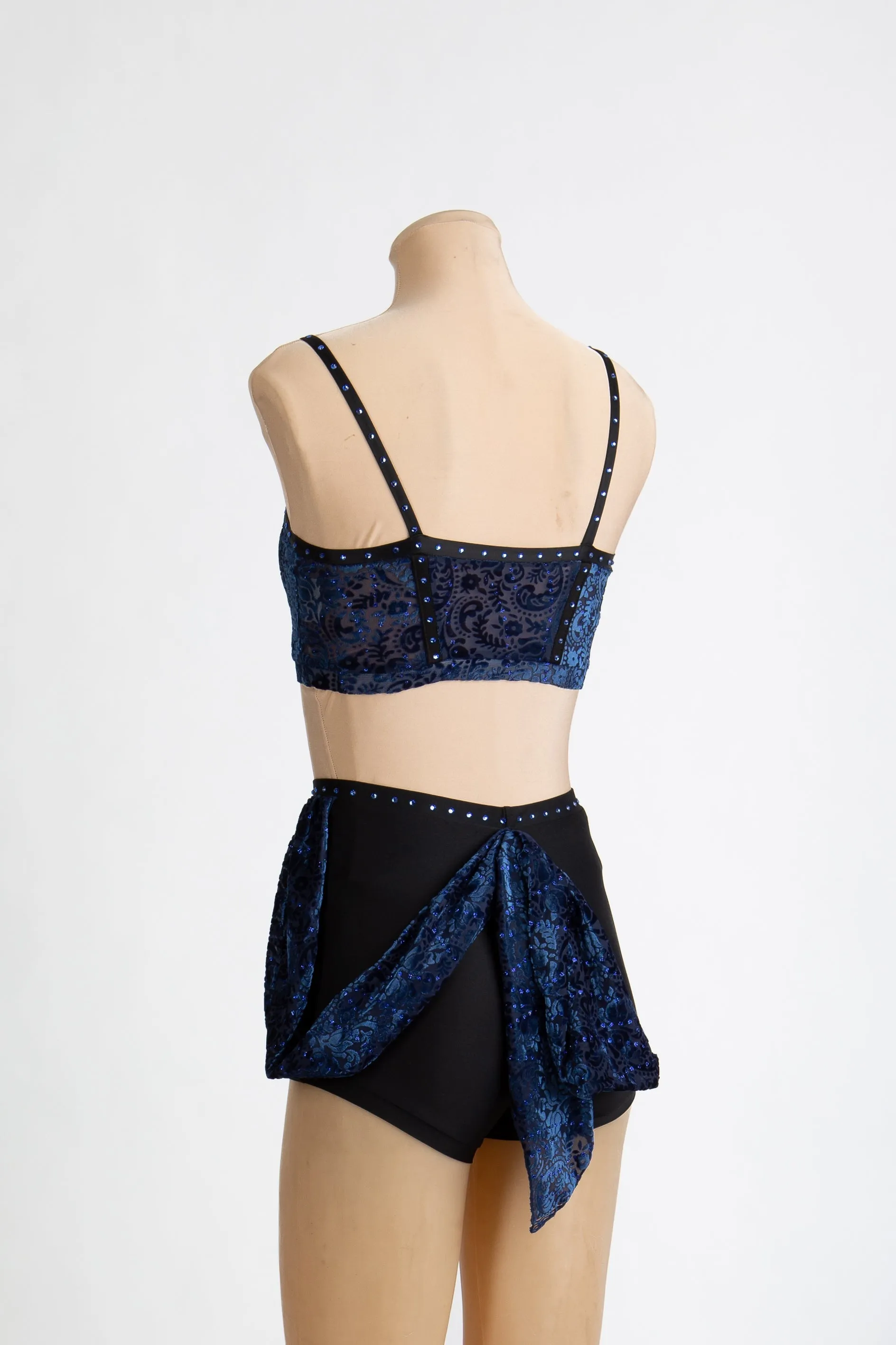 Forever Royalty Embossed Velvet Spaghetti Strap Crop Top & Brief