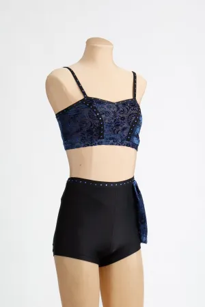 Forever Royalty Embossed Velvet Spaghetti Strap Crop Top & Brief