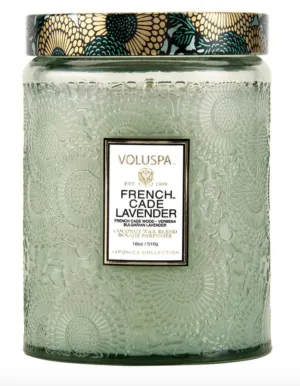 French Cade Lavender Large Embossed Glass Jar