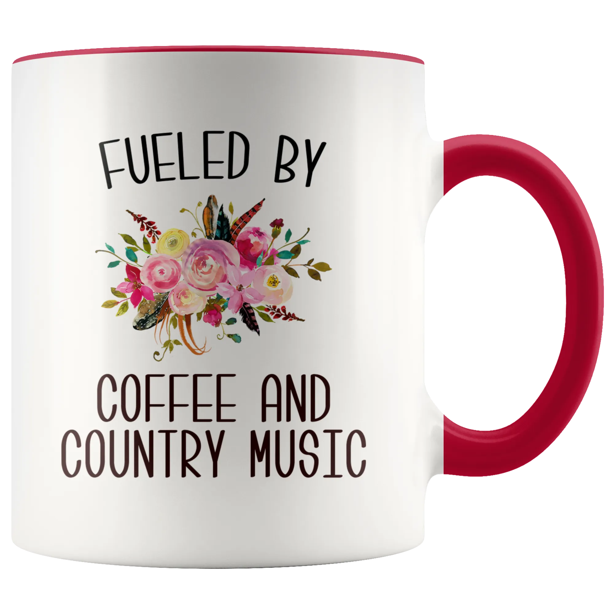 Fueled By Coffee and Country Music Mug Country Coffee Cup Cute Floral Country Western Music Fan Gift for Her Nashville Mug I Love Country Music