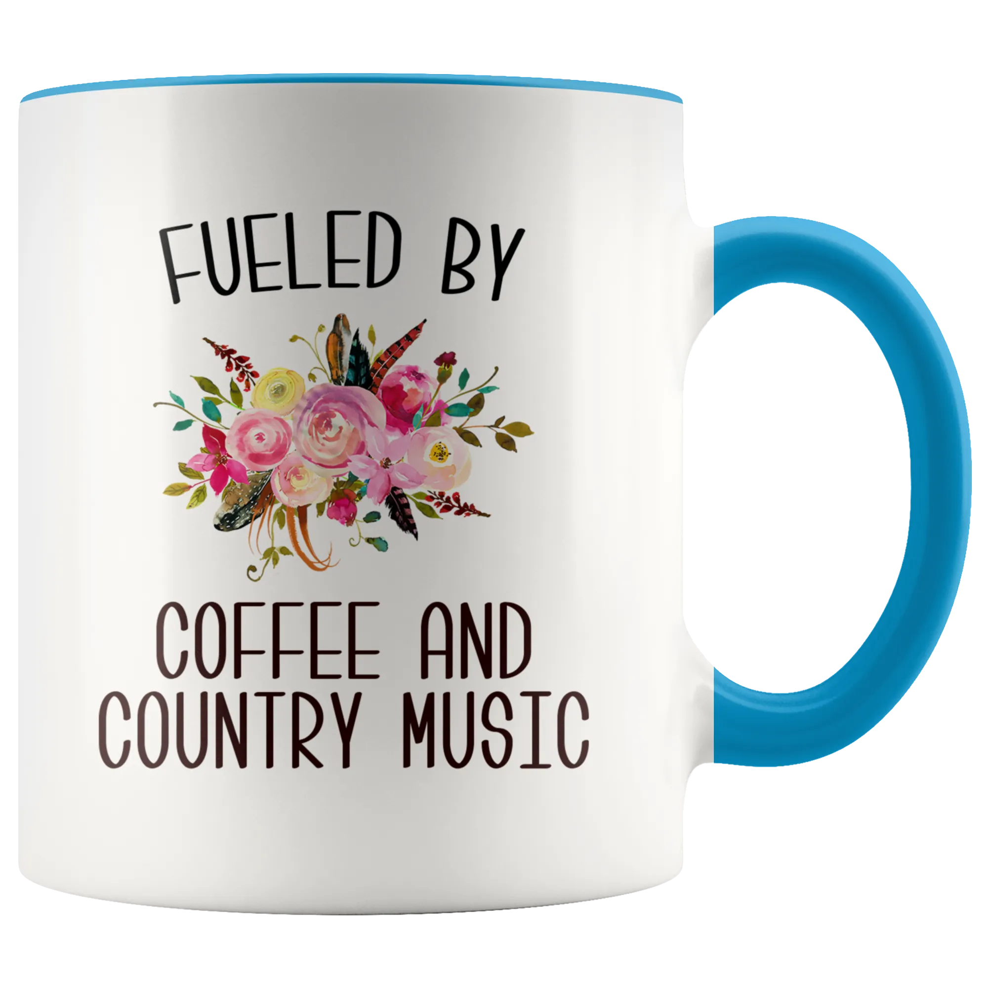 Fueled By Coffee and Country Music Mug Country Coffee Cup Cute Floral Country Western Music Fan Gift for Her Nashville Mug I Love Country Music