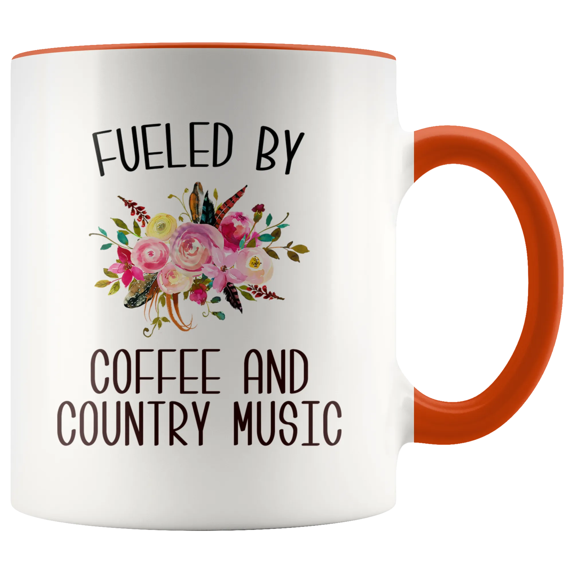 Fueled By Coffee and Country Music Mug Country Coffee Cup Cute Floral Country Western Music Fan Gift for Her Nashville Mug I Love Country Music