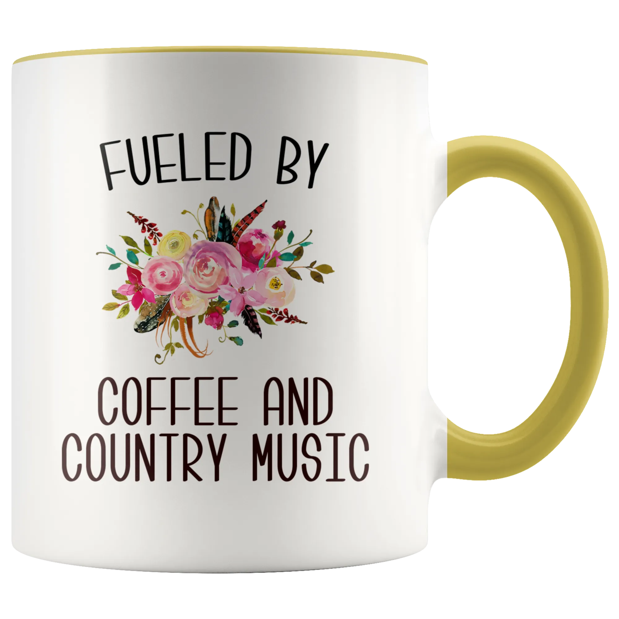 Fueled By Coffee and Country Music Mug Country Coffee Cup Cute Floral Country Western Music Fan Gift for Her Nashville Mug I Love Country Music
