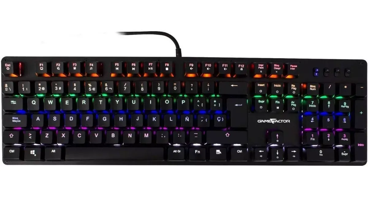 Game Factor Kbg400 Teclado Mecanico , Rainbow, Switch Blue, Usb, Negro