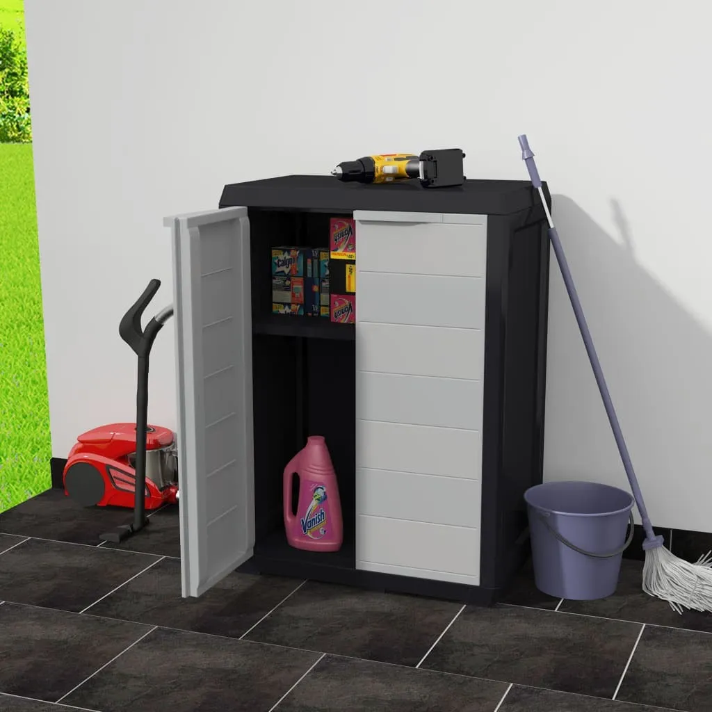 Garden Storage Cabinet with 1 Shelf Black and Gray