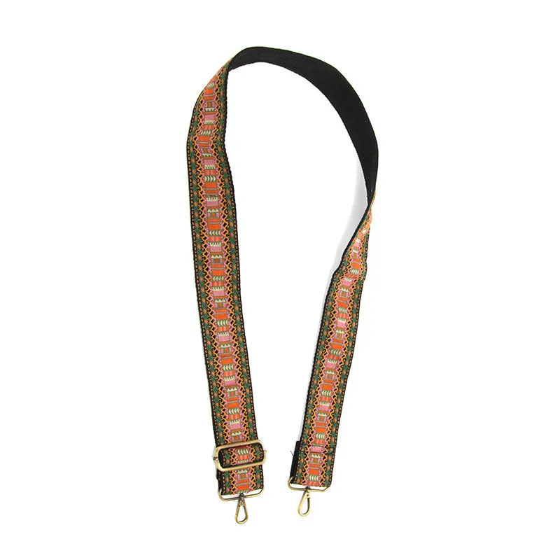 Geometric Tile Embroidered Guitar Strap 2"