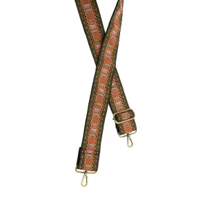 Geometric Tile Embroidered Guitar Strap 2"