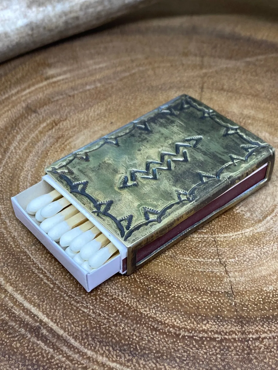 German Silver Stamped Matchbox Cover - Small