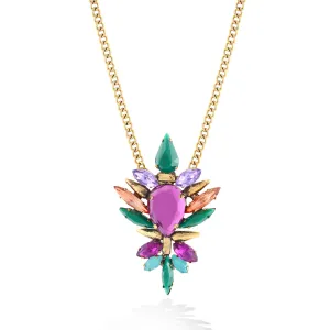 GOLD MULTICOLOR STONE NECKLACE  #FW1203409 (HE8)