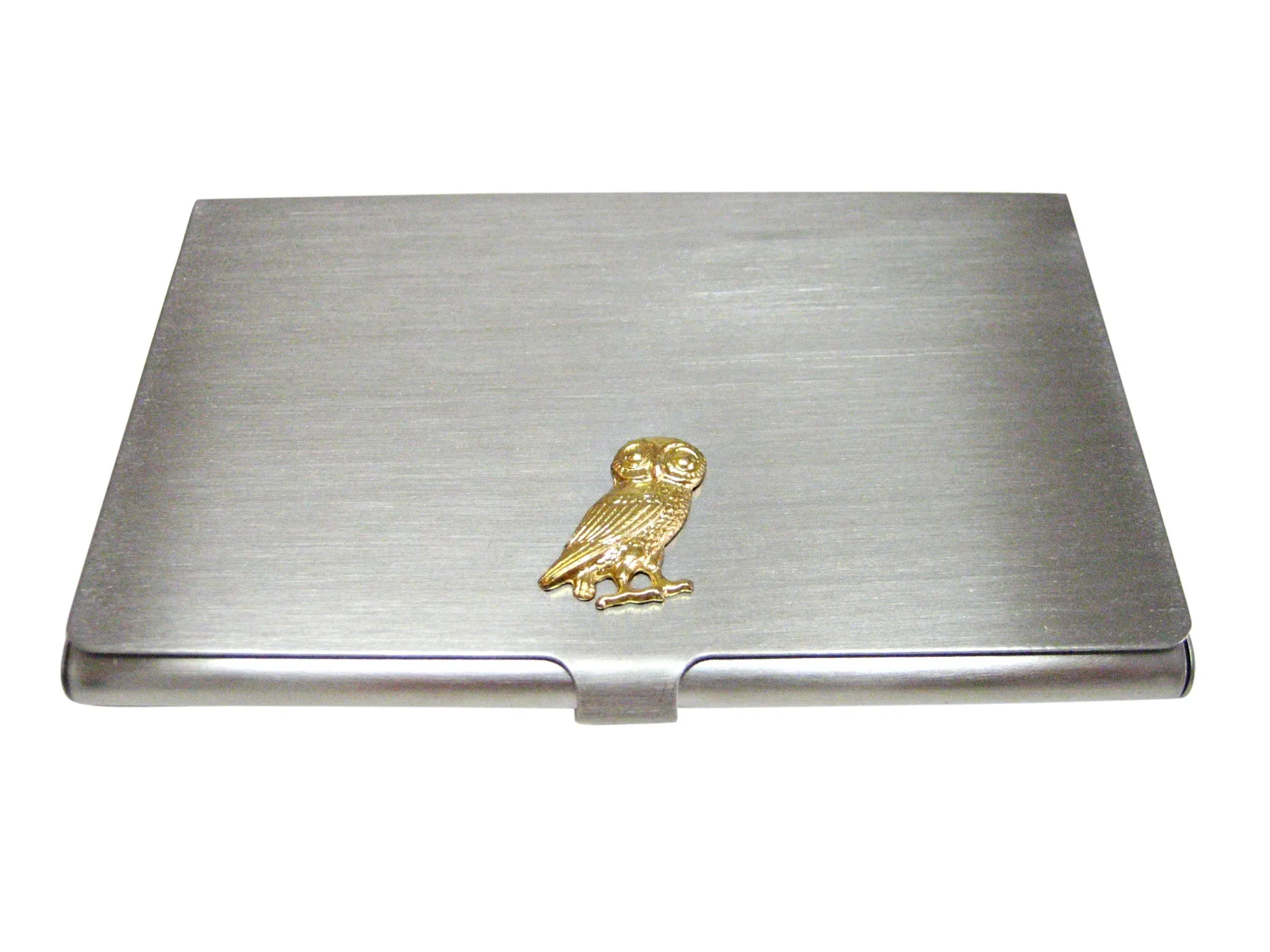 Gold Toned Owl Bird Business Card Holder