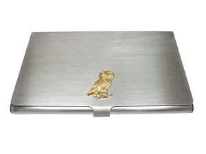 Gold Toned Owl Bird Business Card Holder