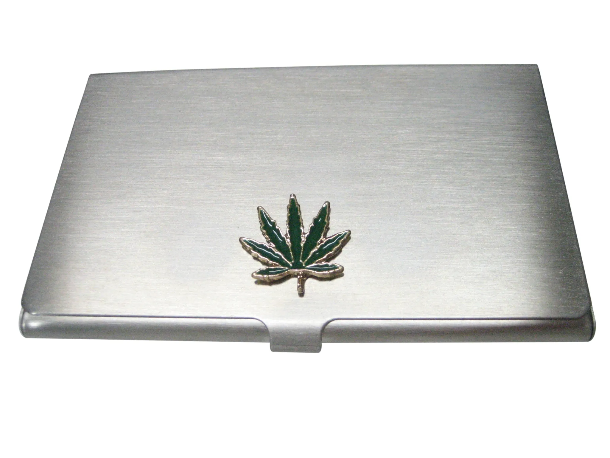 Green Marijuana Weed Leaf Business Card Holder