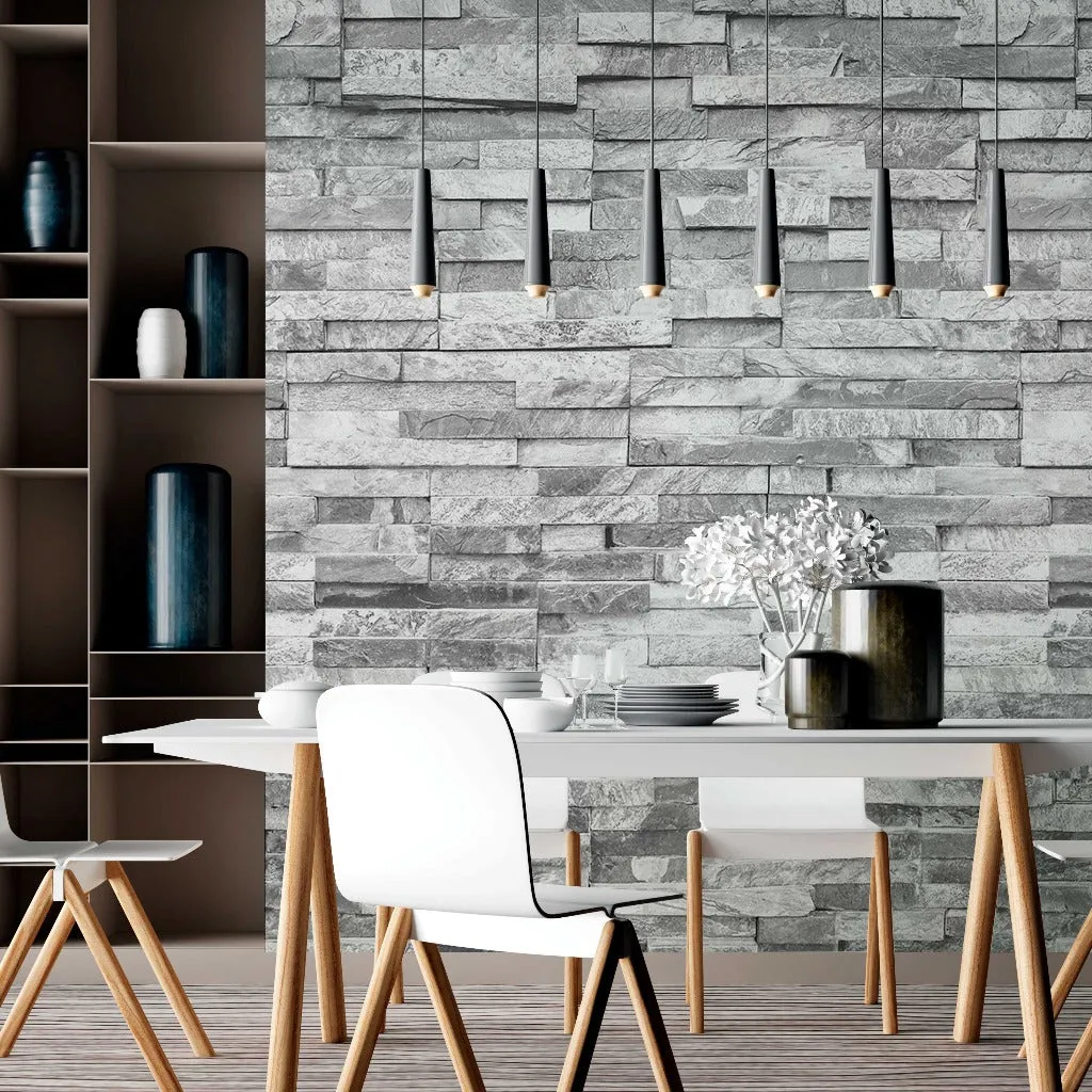 Grey Stone Wall Wallpaper Mural