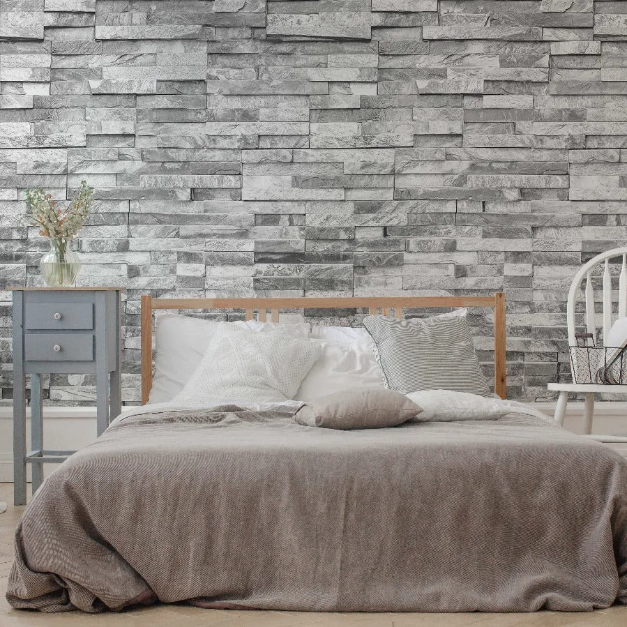 Grey Stone Wall Wallpaper Mural