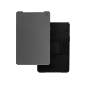 Groove Wallet - Gun Metal - Black Leather