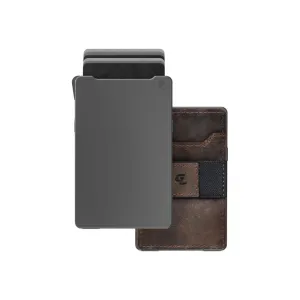 Groove Wallet - Gun Metal - Brown Leather