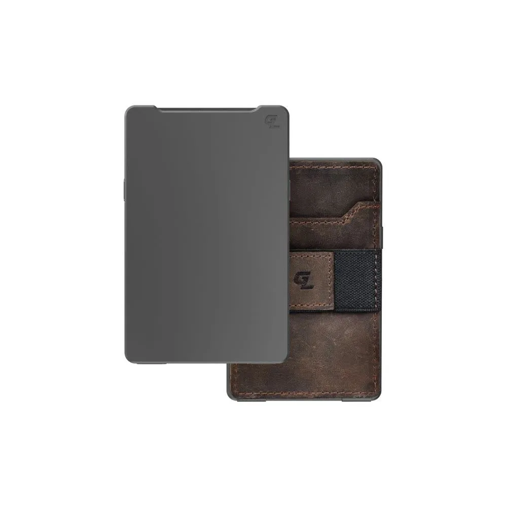 Groove Wallet - Gun Metal - Brown Leather