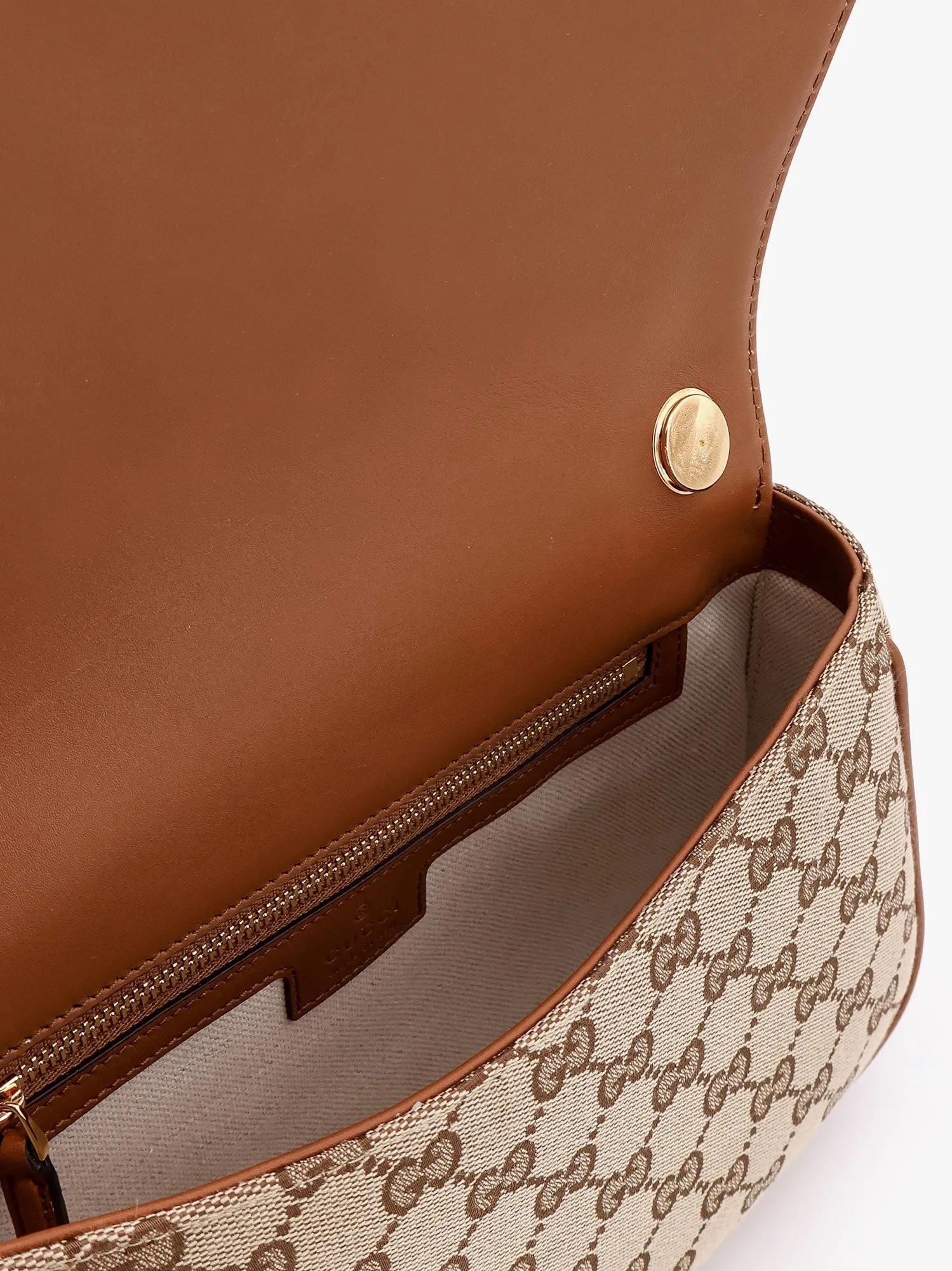 Gucci Blondie Leather And Original Gg Fabric Shoulder Bag
