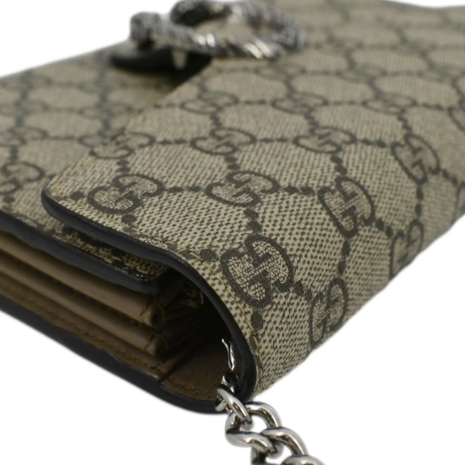 GUCCI Dionysus GG Supreme Crossbody Chain Wallet Beige 401231