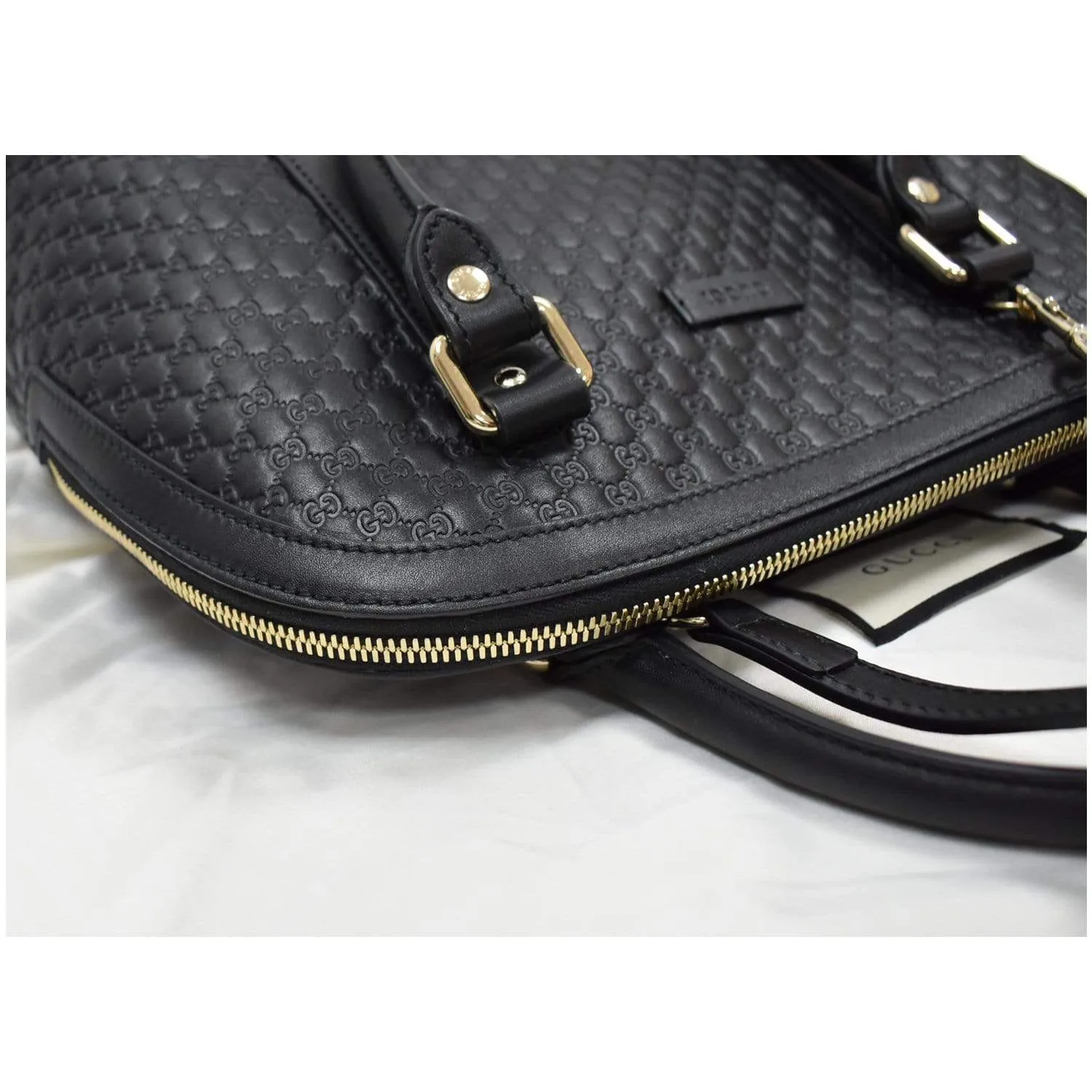 GUCCI Dome Medium Microguccissima Leather Shoulder Bag Black 449663
