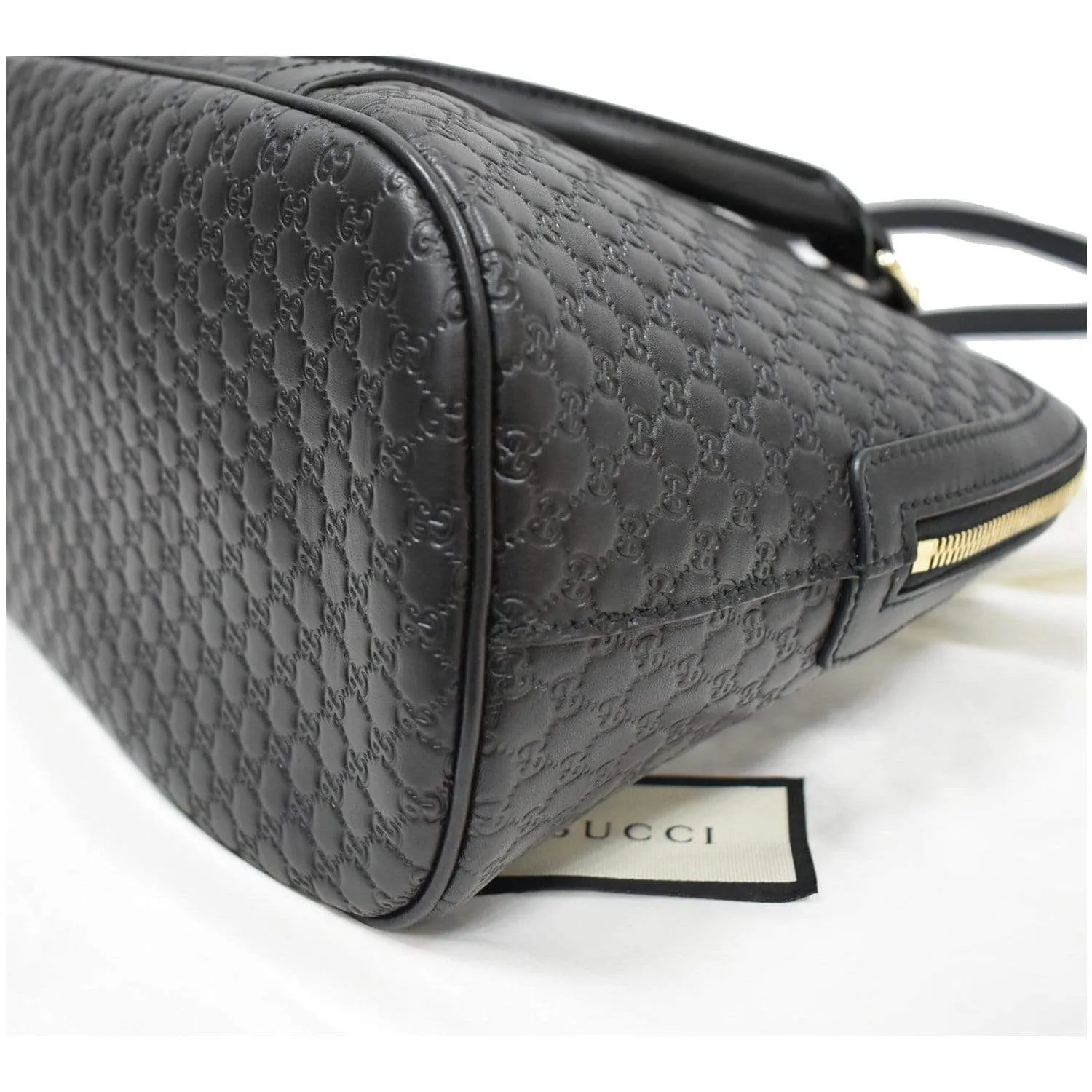 GUCCI Dome Medium Microguccissima Leather Shoulder Bag Black 449663