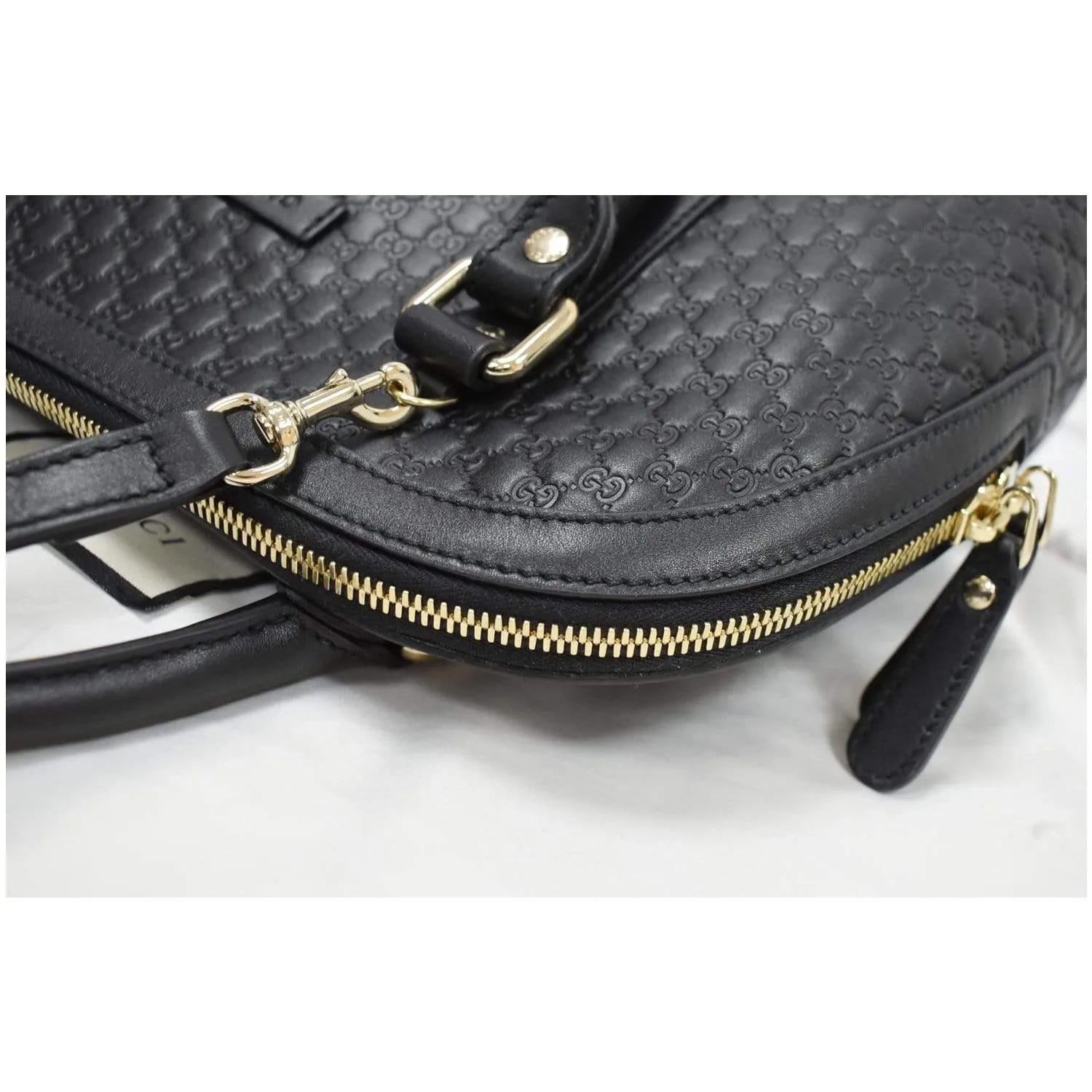 GUCCI Dome Medium Microguccissima Leather Shoulder Bag Black 449663